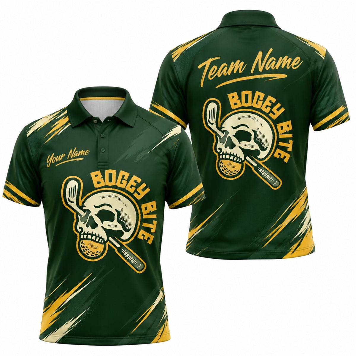 Skull With Golf Club Sport Personalized Golf Polo Shirt