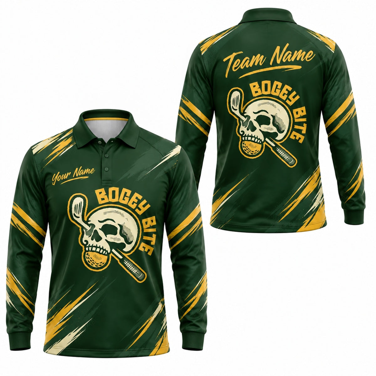 Skull With Golf Club Sport Personalized Golf Polo Shirt Long Sleeve Polo