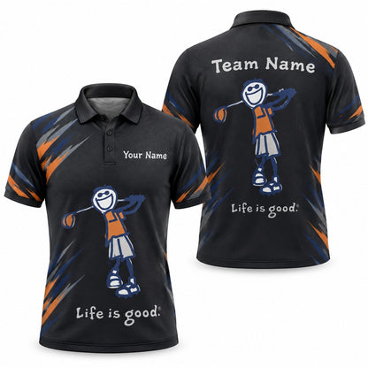 Smiling Golfer Illustration Sport Personalized Golf Polo Shirt