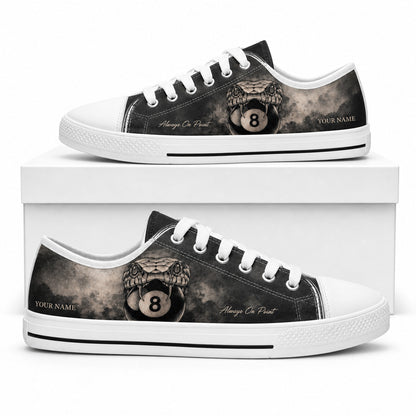 Snake Eight Ball Graphic Personalized Low Top Shoes Box White