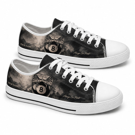 Snake Eight Ball Graphic Personalized Low Top Shoes
