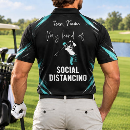 Social Distancing Golfer Sport Personalized Golf Polo Shirt Back View