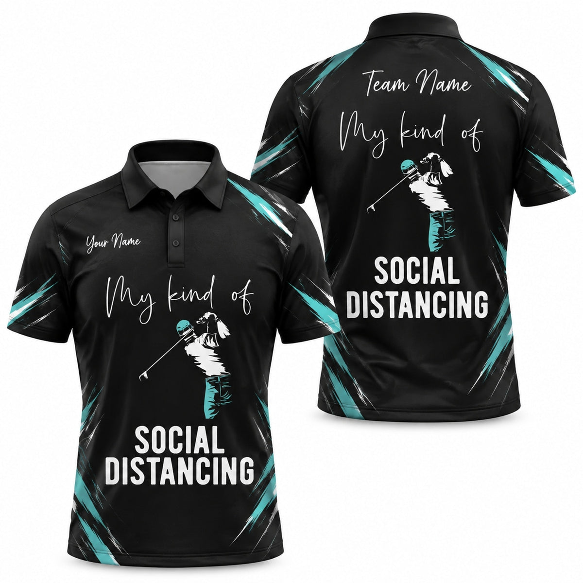 Social Distancing Golfer Sport Personalized Golf Polo Shirt