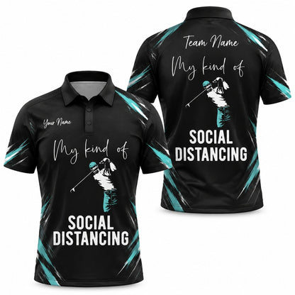 Social Distancing Golfer Sport Personalized Golf Polo Shirt