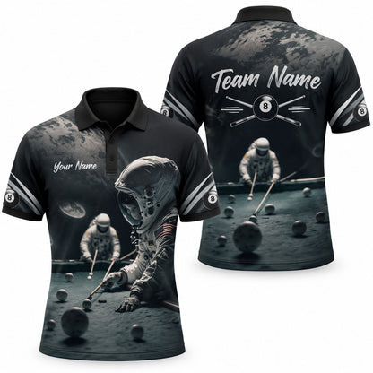 Space Billiards Astronaut Graphic Personalized Billiard Polo Shirt