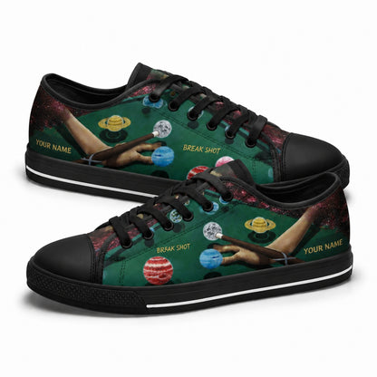 Space Billiards Cue Artistic Personalized Low Top Shoes Black Shoes