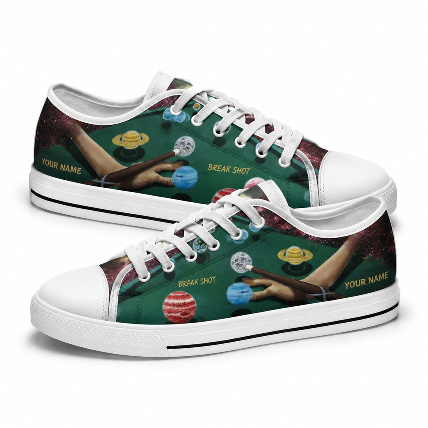 Space Billiards Cue Artistic Personalized Low Top Shoes
