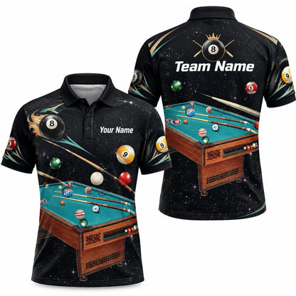 Space Billiards Table Graphic Personalized Billiard Polo Shirt