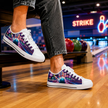 Strike Blue Bowling Design Graphic Personalized Low Top Shoes Bowling Life Style