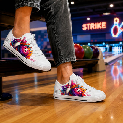 Strike Bowling Ball And Pin Graphic Personalized Low Top Shoes Bowling Life Style