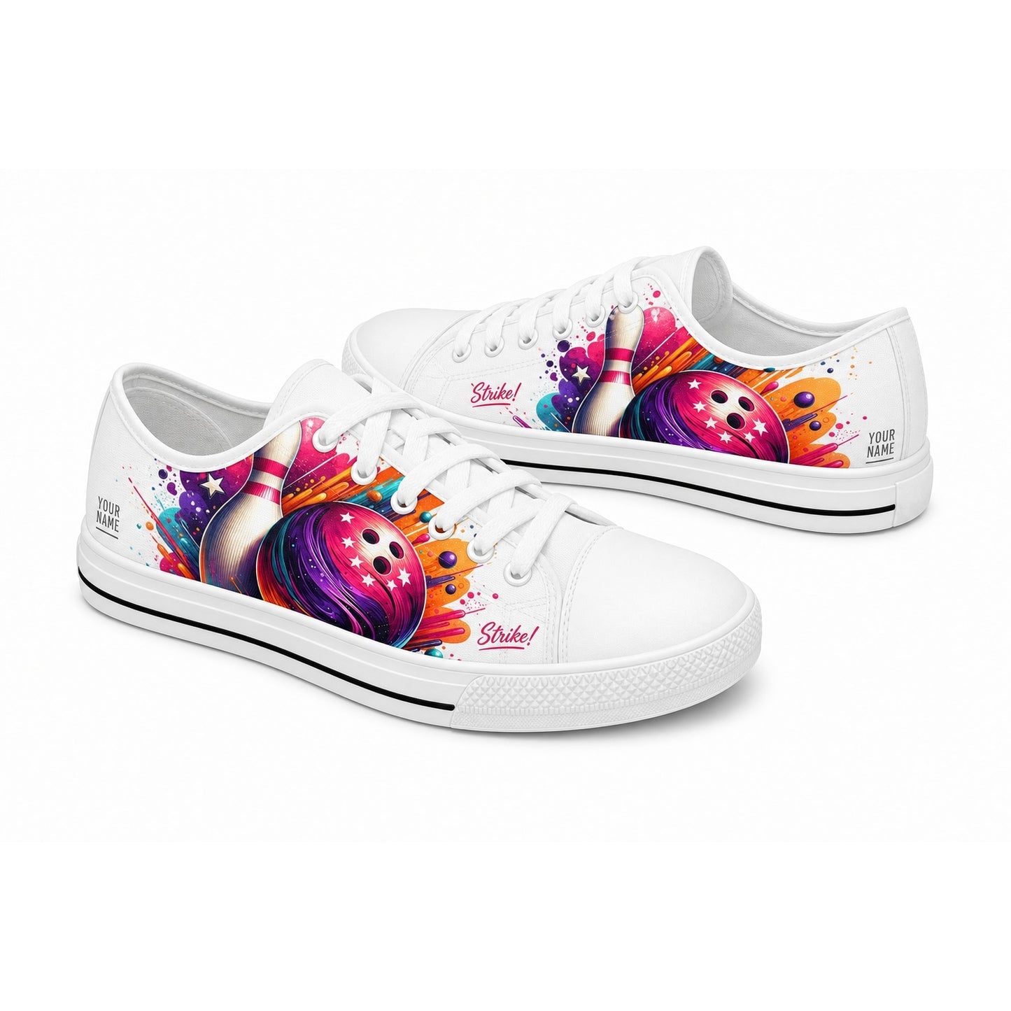 Strike Bowling Ball And Pin Graphic Personalized Low Top Shoes