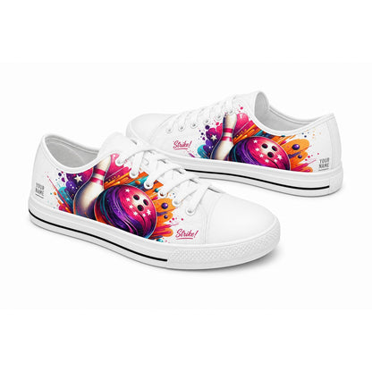 Strike Bowling Ball And Pin Graphic Personalized Low Top Shoes