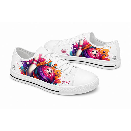 Strike Bowling Ball And Pin Graphic Personalized Low Top Shoes
