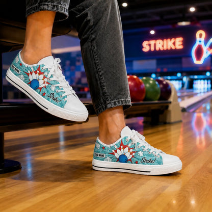 Strike Bowling Ball And Pins Graphic Personalized Low Top Shoes Bowling Life Style