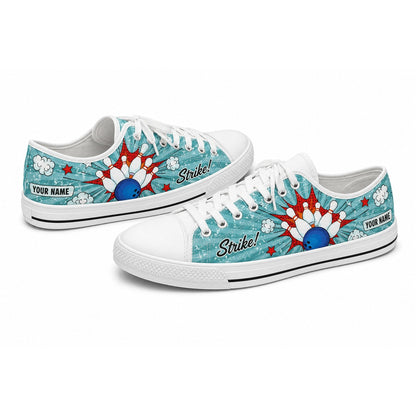 Strike Bowling Ball And Pins Graphic Personalized Low Top Shoes