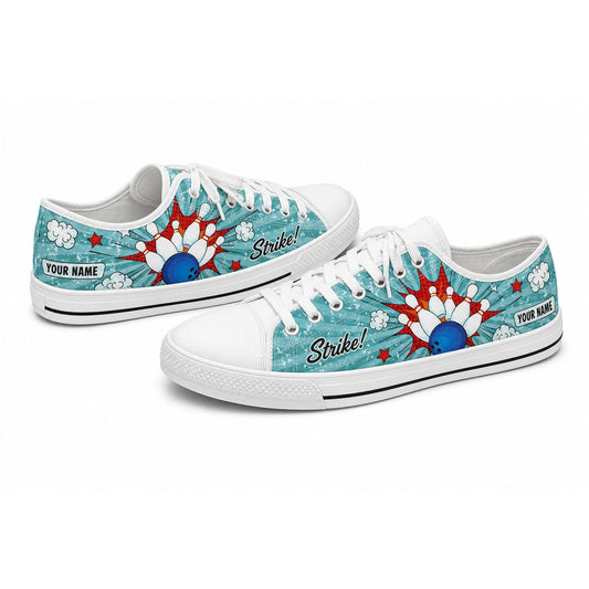 Strike Bowling Ball And Pins Graphic Personalized Low Top Shoes