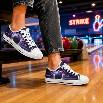 Strike Bowling Ball Graphic Custom Low Top Shoes Bowling Life Style