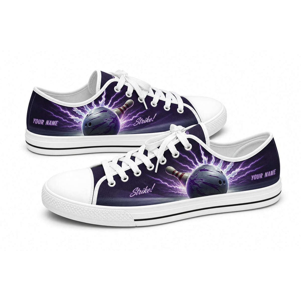Strike Bowling Ball Graphic Custom Low Top Shoes