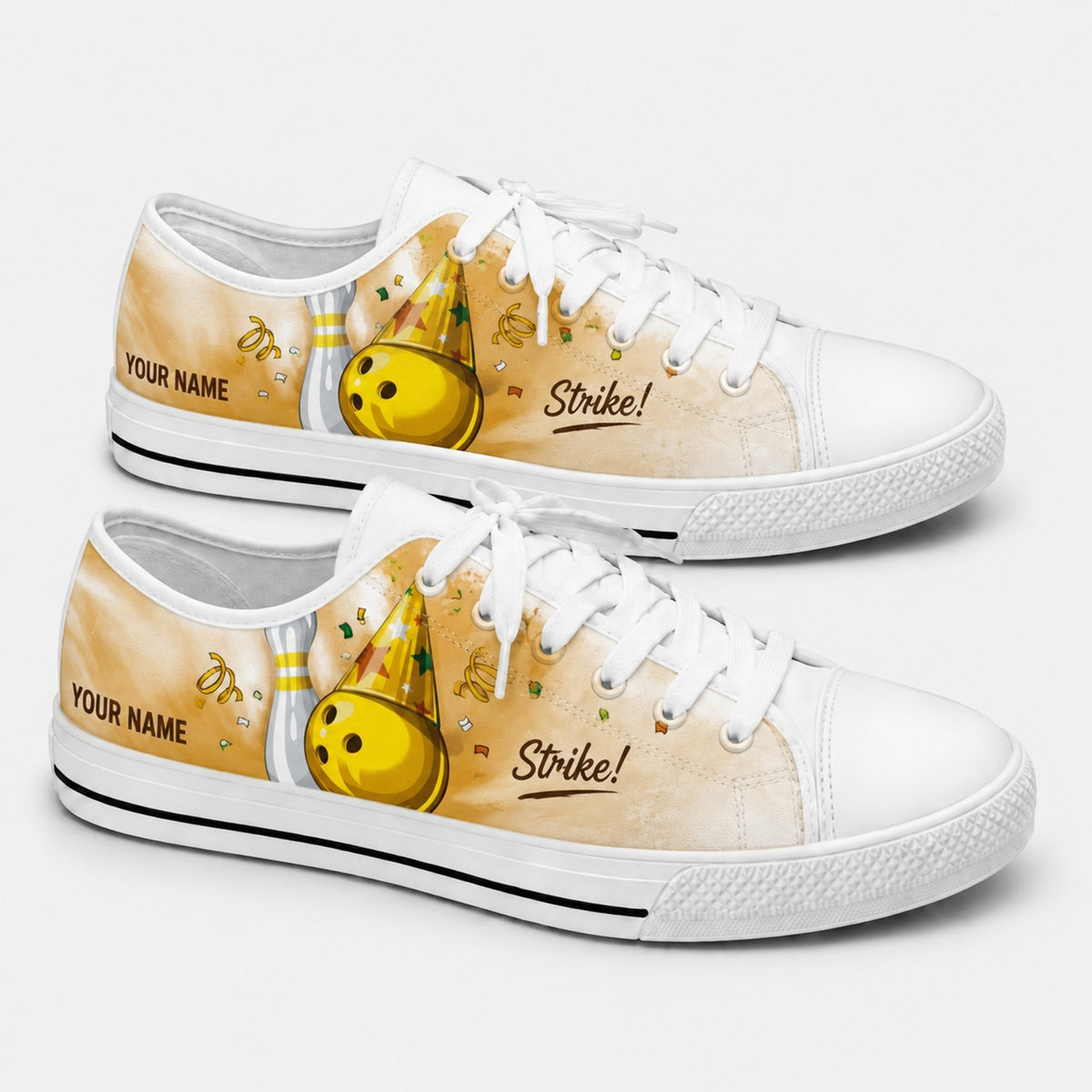 Strike Bowling Ball Graphic Personalized Low Top Shoes