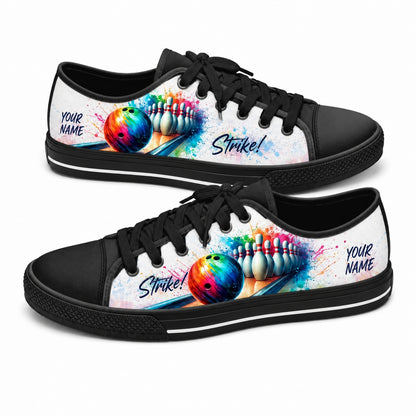 Strike Bowling Ball Pins Graphic Personalized Low Top Shoes Black Shoes