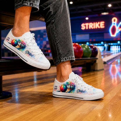 Strike Bowling Ball Pins Graphic Personalized Low Top Shoes Bowling Life Style