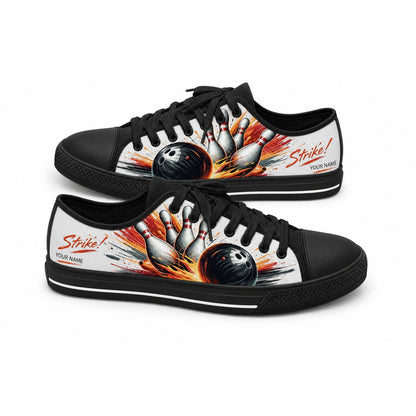 Strike Bowling Design Graphic Custom Low Top Shoes Black Shoes
