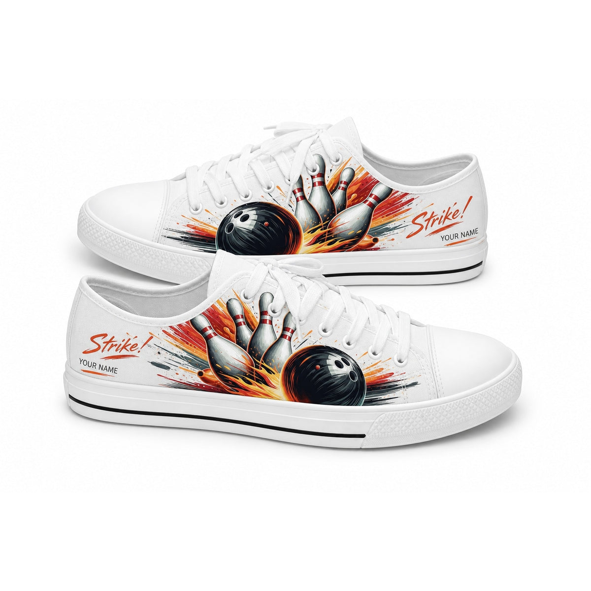 Strike Bowling Design Graphic Custom Low Top Shoes