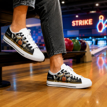 Strike Bowling Design Graphic Personalized Low Top Shoes Bowling Life Style