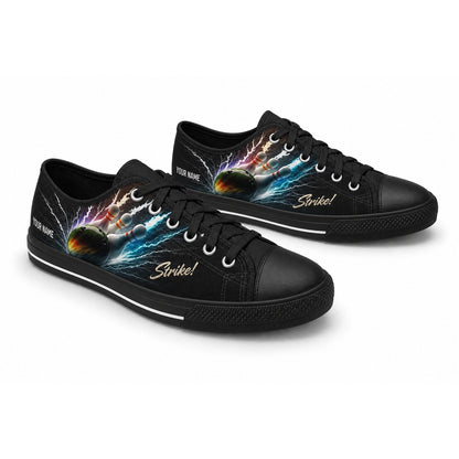 Strike Bowling Design Personalized Low Top Shoes Black Shoes