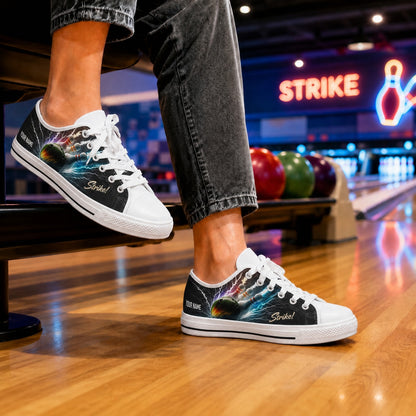 Strike Bowling Design Personalized Low Top Shoes Bowling Life Style