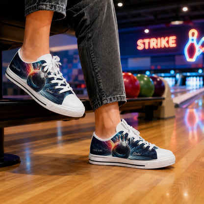 Strike Bowling Design Retro Personalized Low Top Shoes Bowling Life Style