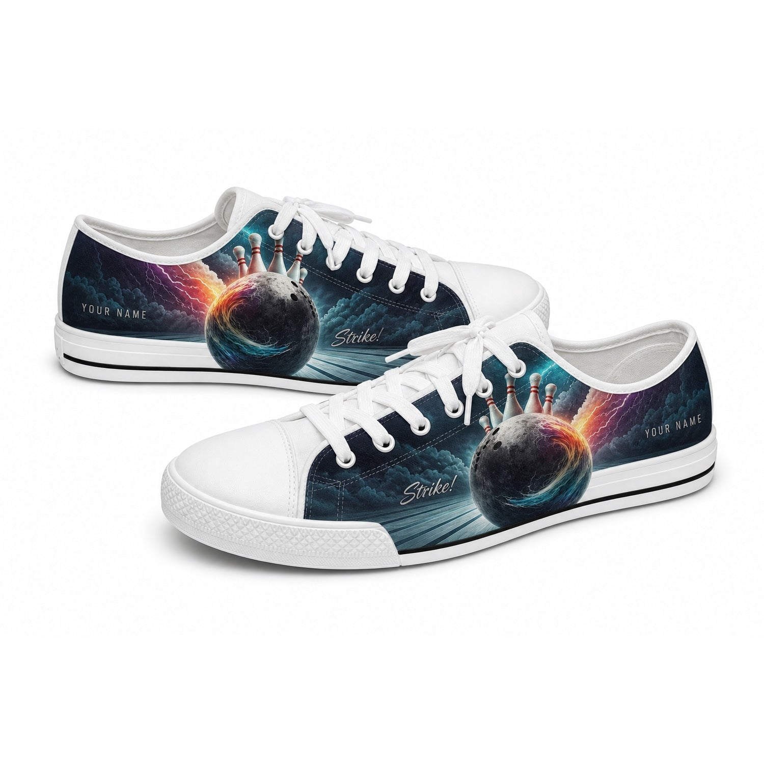 Strike Bowling Design Retro Personalized Low Top Shoes