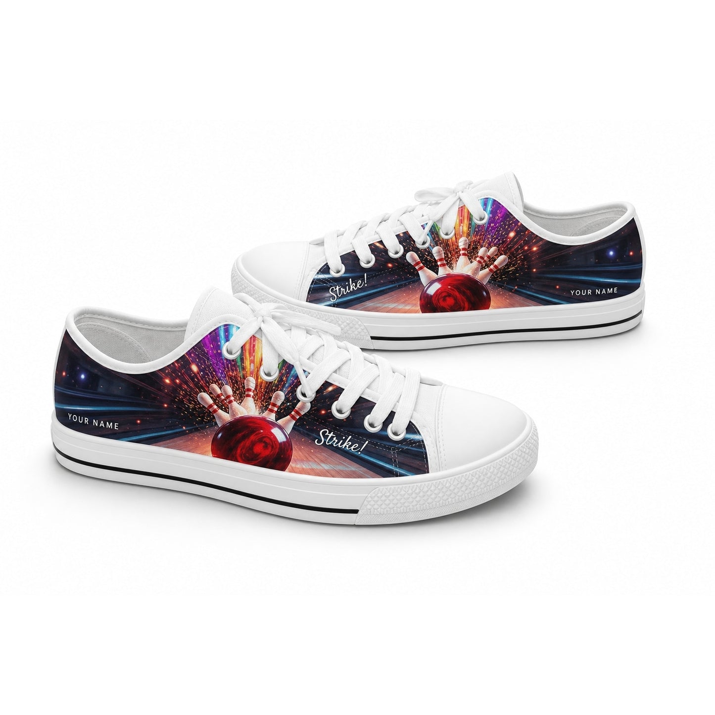 Strike Bowling Design Vintage Personalized Low Top Shoes
