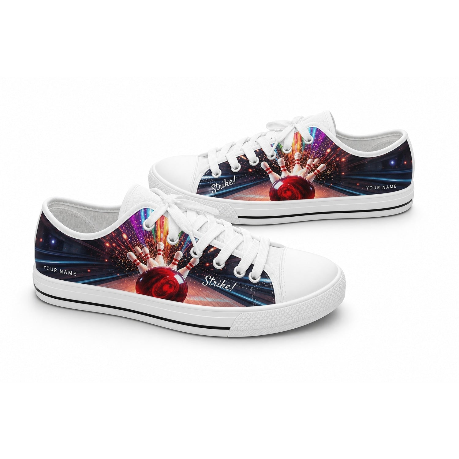 Strike Bowling Design Vintage Personalized Low Top Shoes