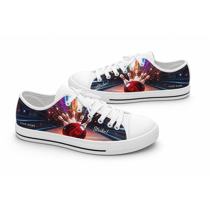 Strike Bowling Design Vintage Personalized Low Top Shoes