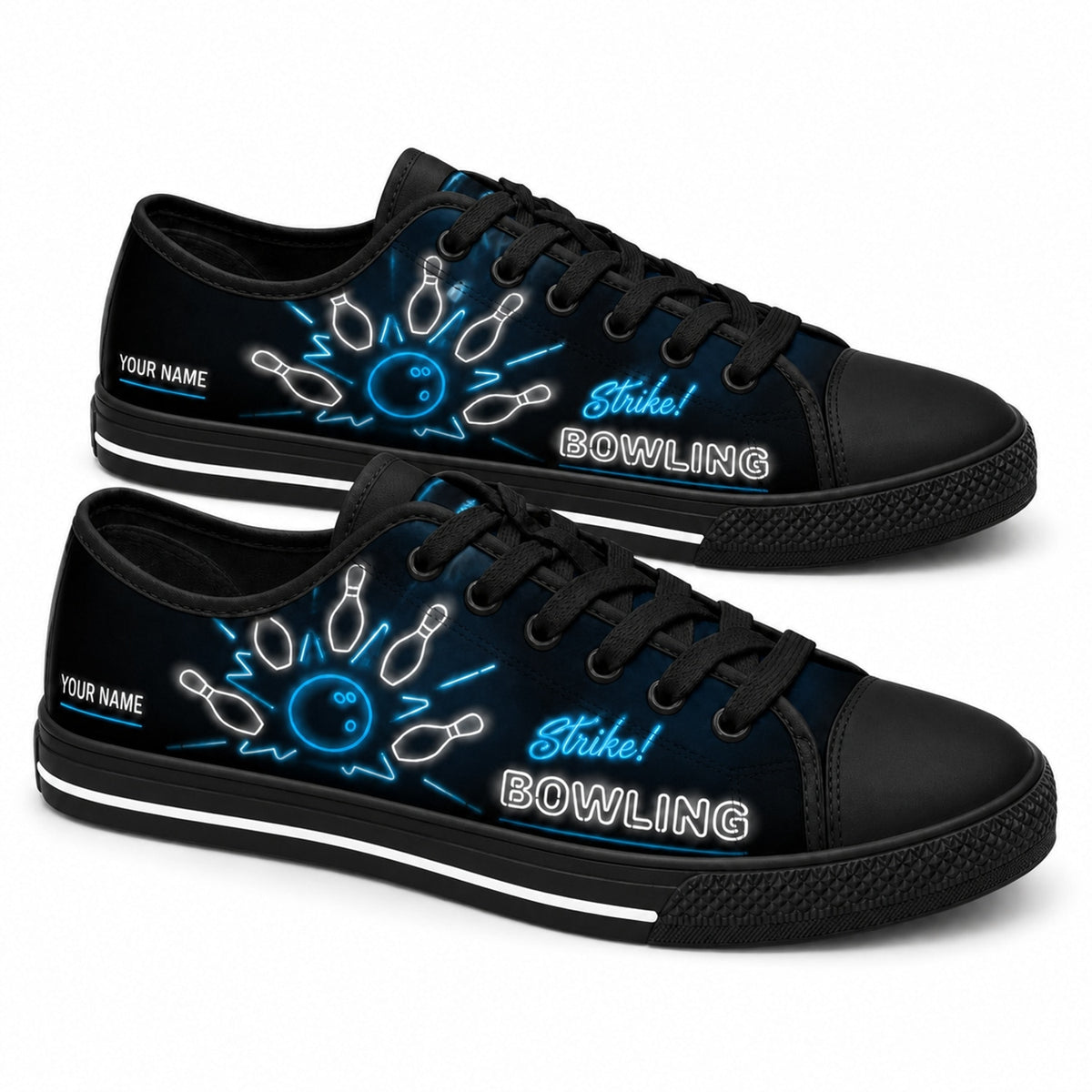 Strike Bowling Neon Custom Low Top Shoes Black Shoes