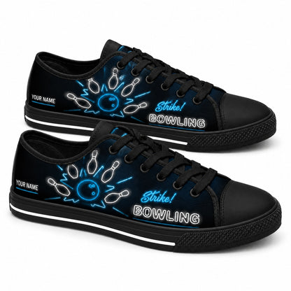 Strike Bowling Neon Custom Low Top Shoes Black Shoes