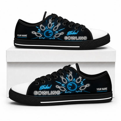 Strike Bowling Neon Custom Low Top Shoes Box Black