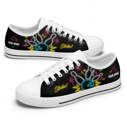 Strike Bowling Neon Design Custom Low Top Shoes