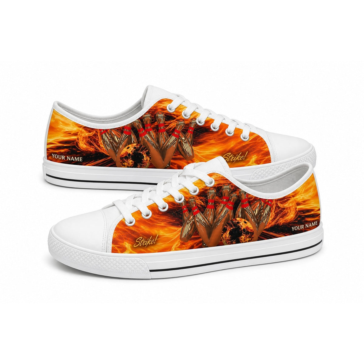 Strike Bowling Pins Graphic Personalized Low Top Shoes