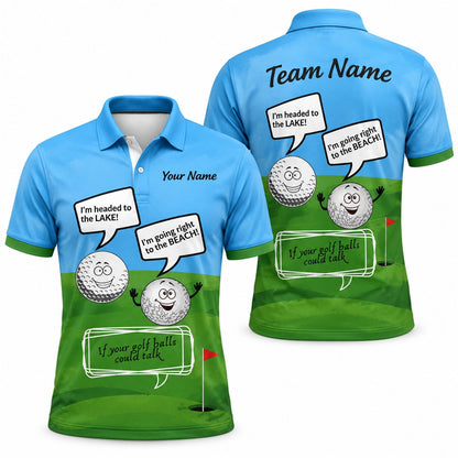 Talking Golf Balls Graphic Personalized Golf Polo Shirt