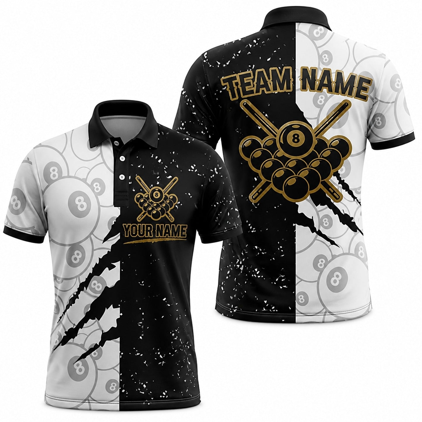 Team Name 8 Ball Sport Custom Billiard Polo Shirt