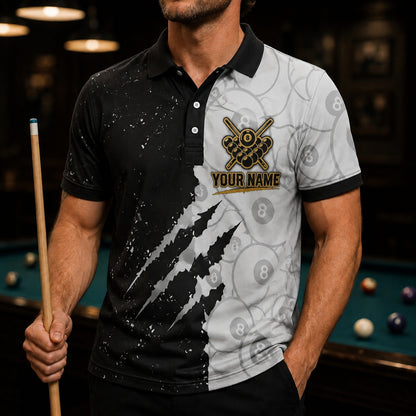 Team Name 8 Ball Sport Custom Billiard Polo Shirt Front View