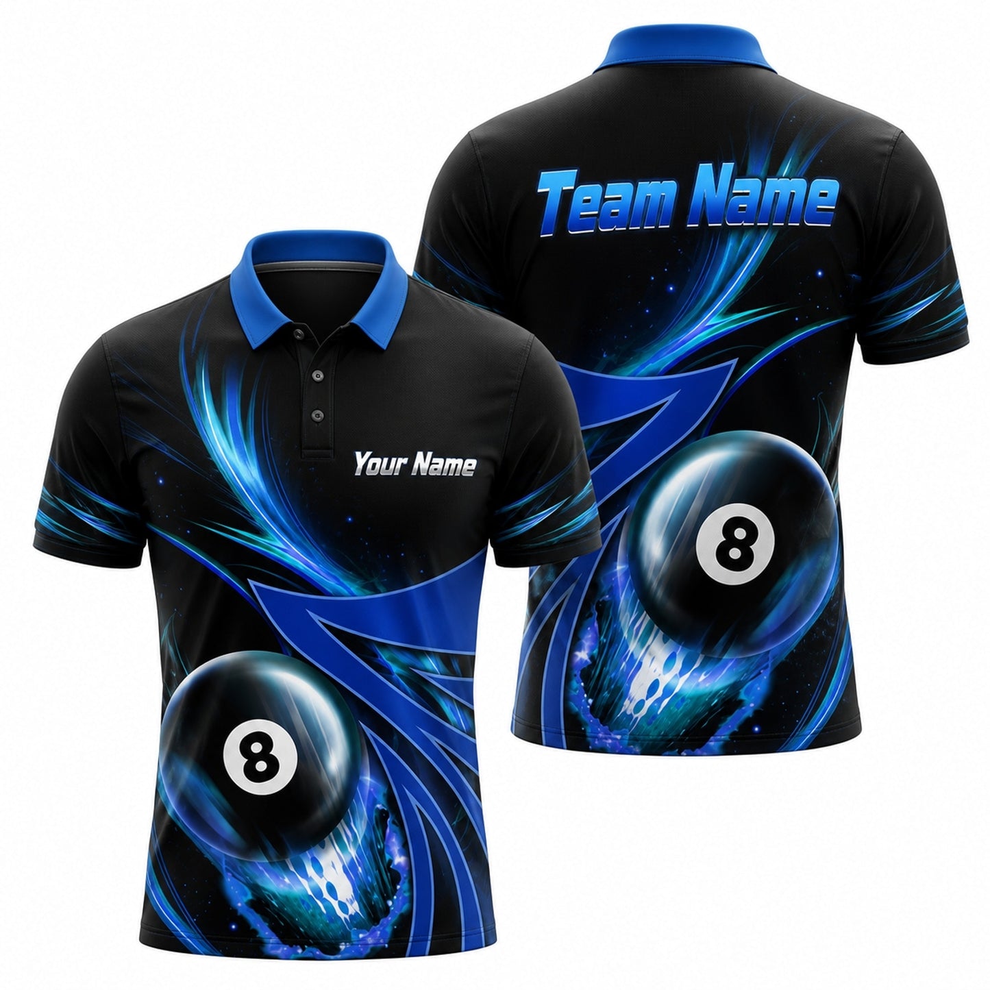 Team Name 8 Ball Sport Personalized Billiard Polo Shirt
