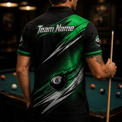 Team Name Billiards Graphic Custom Billiard Polo Shirt Back View