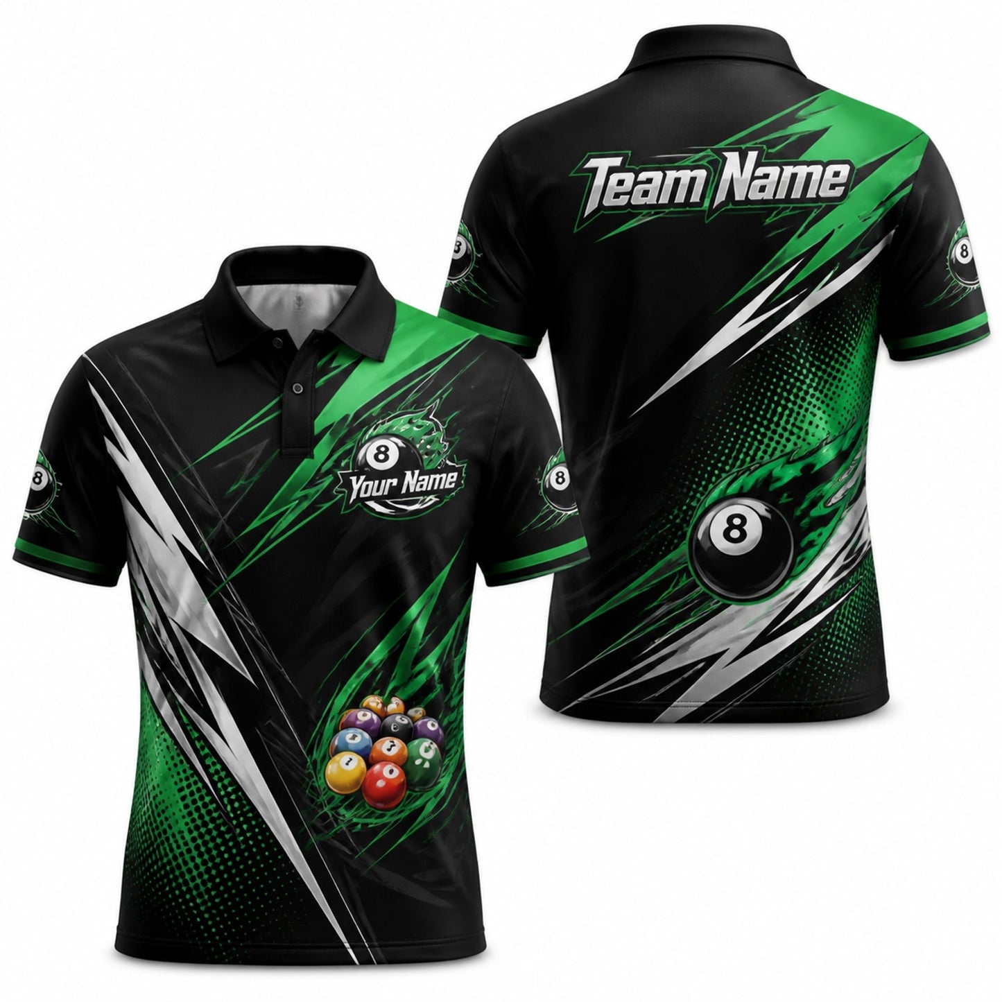 Team Name Billiards Graphic Custom Billiard Polo Shirt