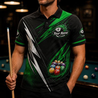Team Name Billiards Graphic Custom Billiard Polo Shirt Front View