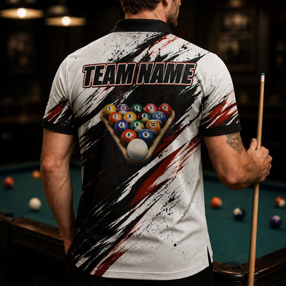 Team Name Billiards Sport Personalized Billiard Polo Shirt Back View
