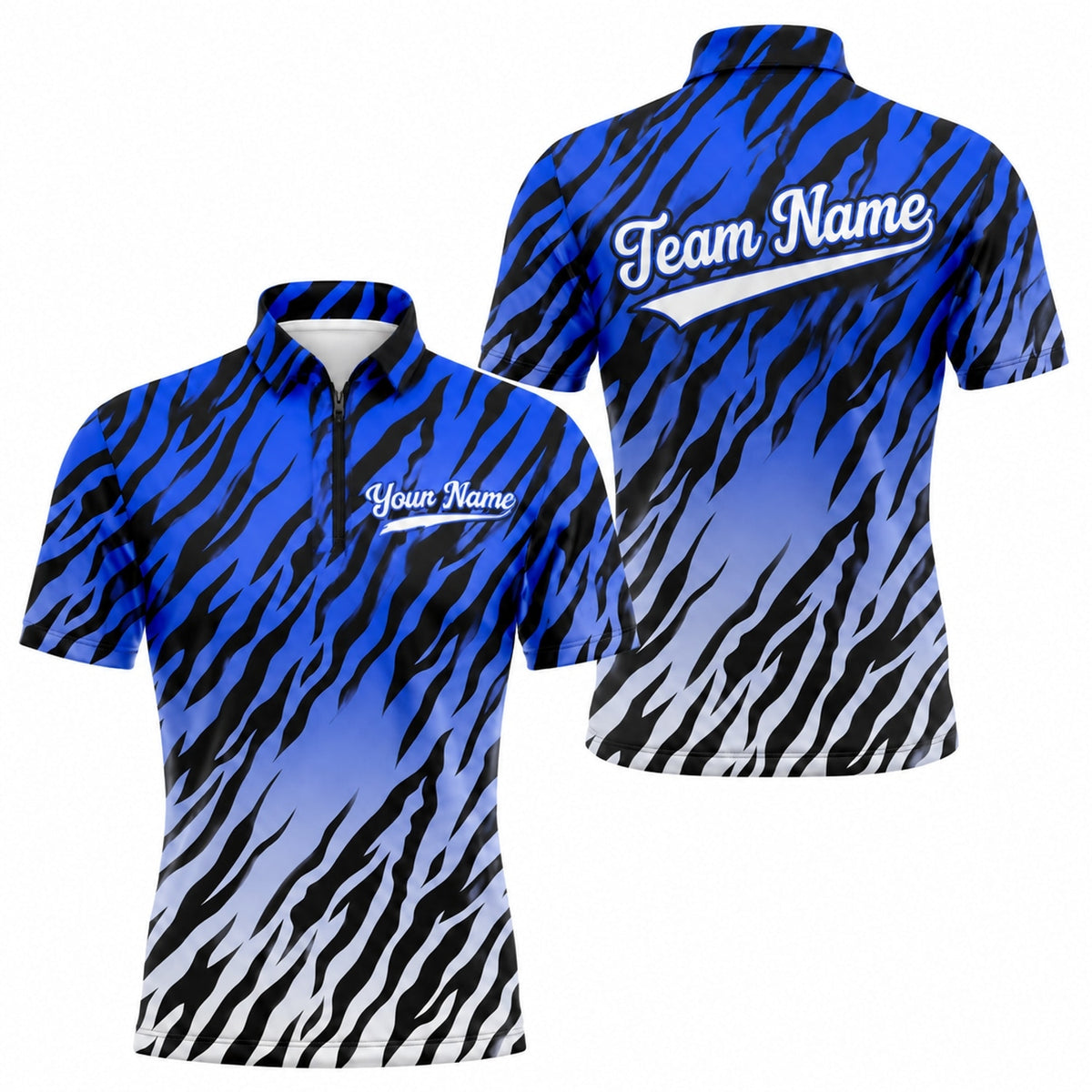 Team Name Your Name Sport Personalized Golf Polo Shirt Jersey Zip 1 4 Collar