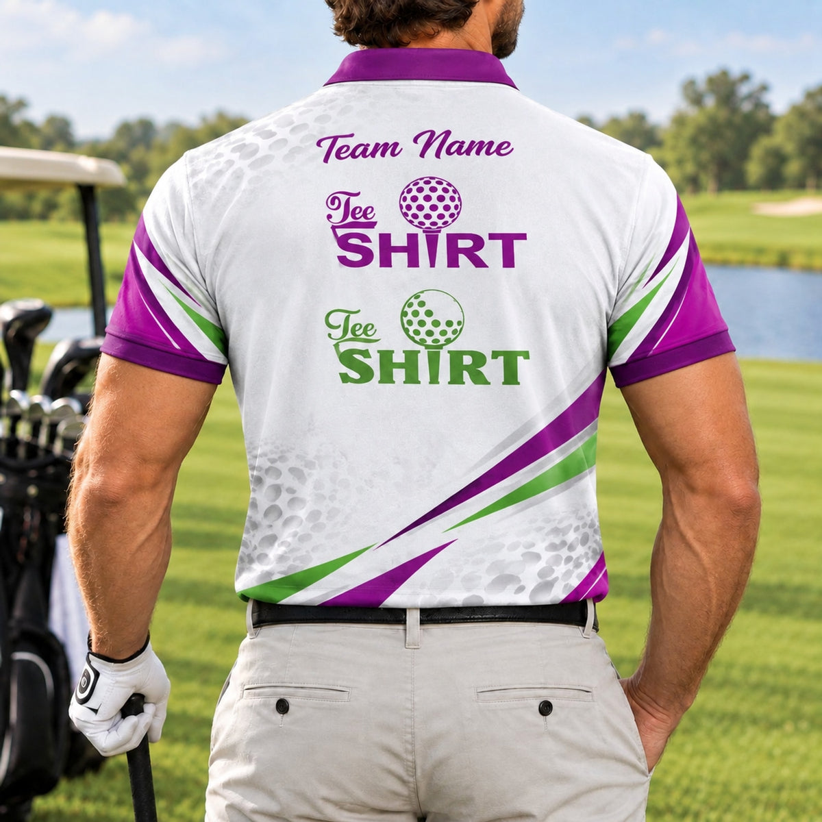 Tee Shirt Golf Typography Personalized Golf Polo Shirt Back View